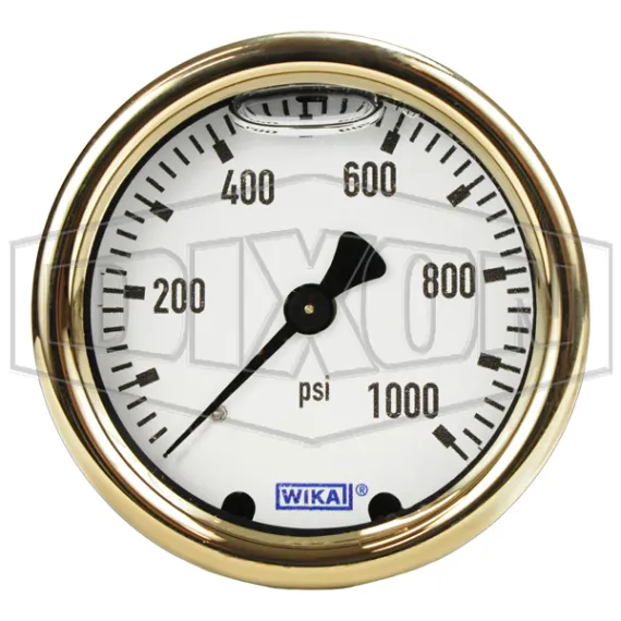 Brass Liquid Filled Center Back Mount Gauge