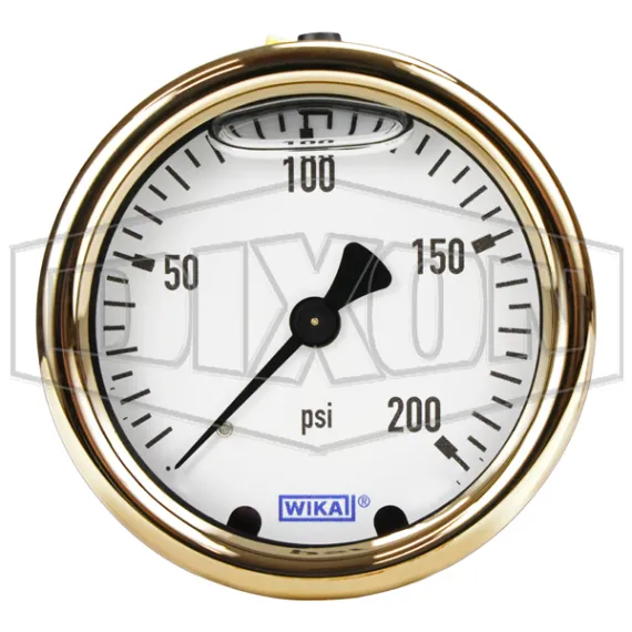 Brass Liquid Filled Center Back Mount Gauge