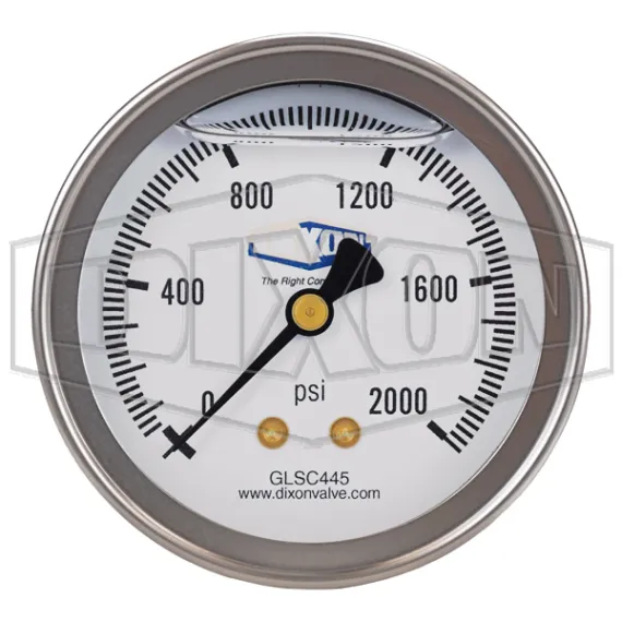 Liquid Filled Center Back Mount Stainless Case Gauge