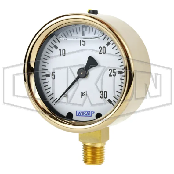 Brass Liquid Filled Lower Mount Gauge
