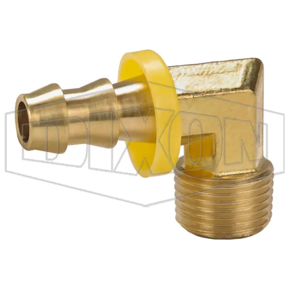 Male NPTF x Push-on Hose Barb 90° Elbow