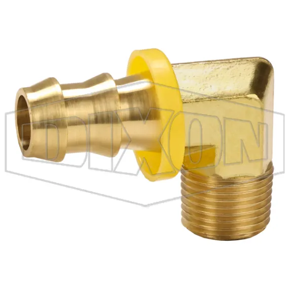 Male NPTF x Push-on Hose Barb 90° Elbow