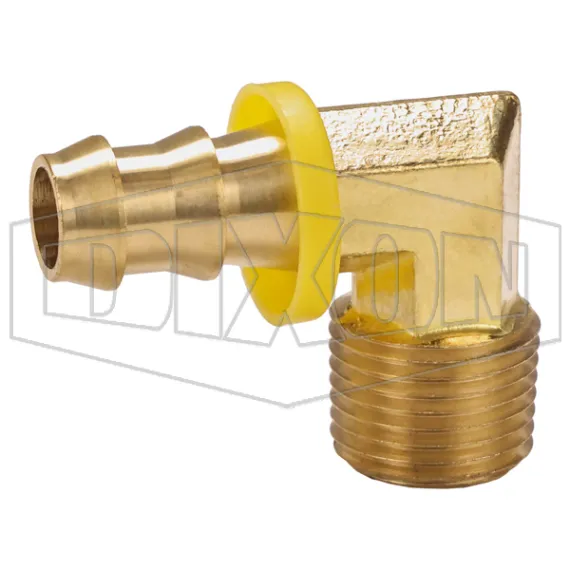 Male NPTF x Push-on Hose Barb 90° Elbow