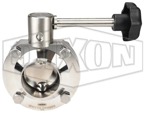 B5107-Series Butterfly Valve with Infinite Handle Weld End front view