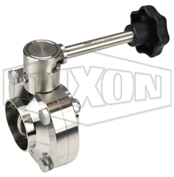 B5107-Series Butterfly Valve with Infinite Handle Weld End top view