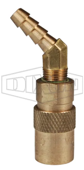CM-Series Industrial Mold Unvalved Coupler 45° Hose Barb
