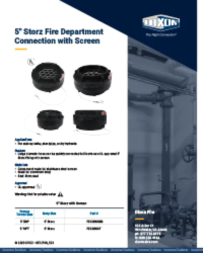 5" Storz Fire Department Connection with Screen