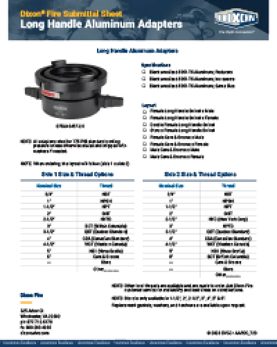 Fire Submittal Sheet- Long Handle Aluminum Adapter