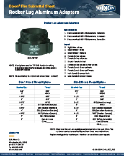 Fire Submittal Sheet-Rocker Lug Aluminum Adapters