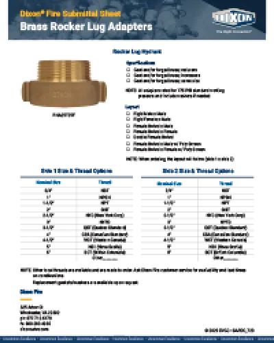 Fire Submittal Sheet- Brass Rocker Lug Adapters