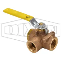3-Way Bronze Diverting Ball Valve L Flow
